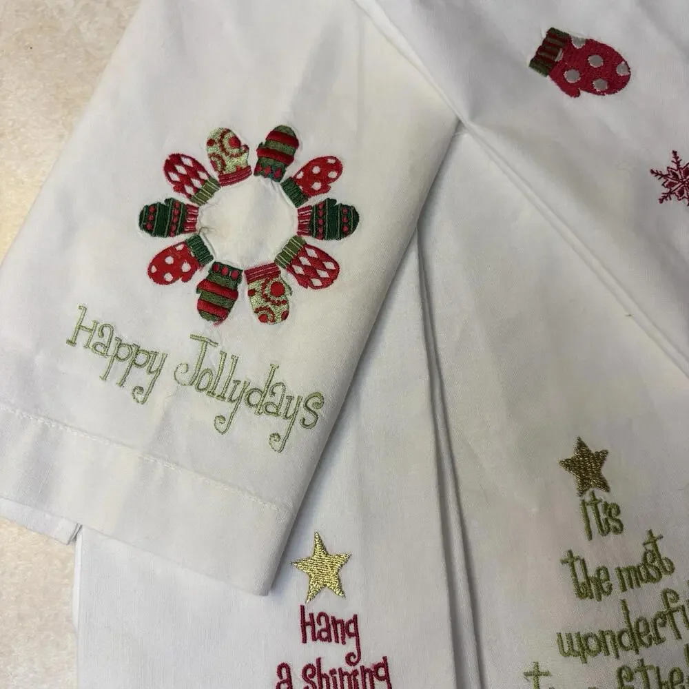Christmas Tea Towels Bed Bath Beyond Christmas Trees Happy Jollydays Mittens 4